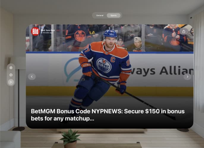News for Vision Pro AR news app